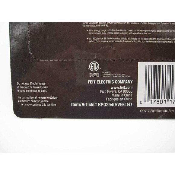 Lot of 2 New Feit Dimmable Orig Vtg Style LED 350 Lumen 40 Watt Replacement Bulb - Picture 4 of 9